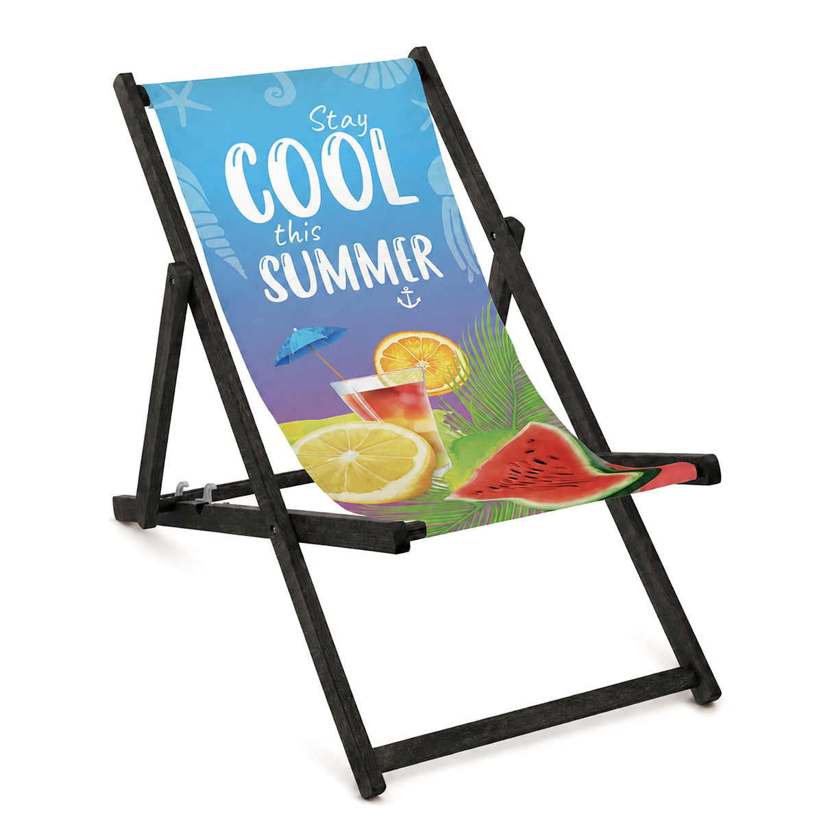 Leżak drewniany COOL SUMMER- Czarny stelaż olejowany PREMIUM