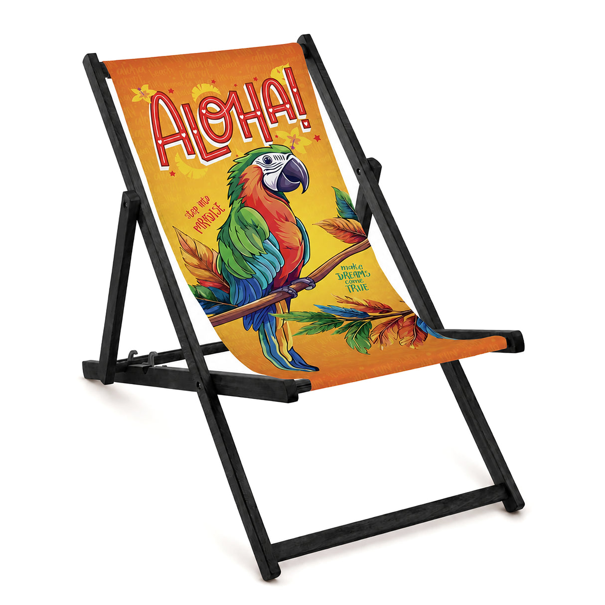 Leżak drewniany ALOHA- Czarny stelaż olejowany PREMIUM