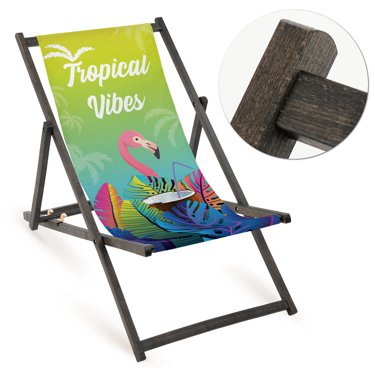 Leżak drewniany TROPICAL VIBES - Czarny Stelaż