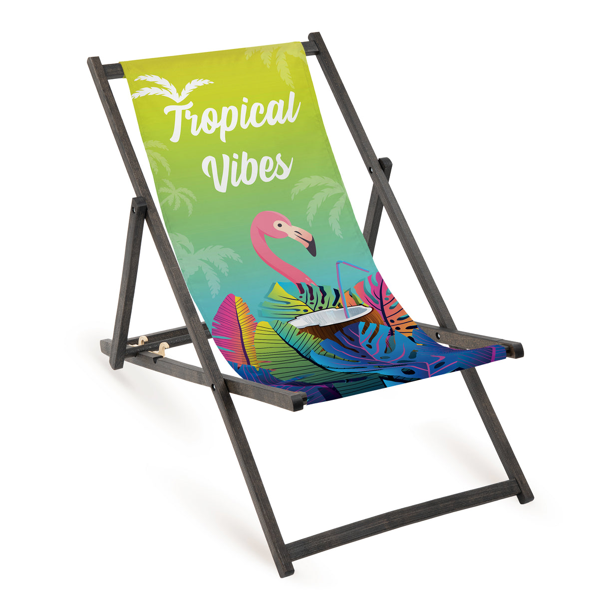 Leżak drewniany TROPICAL VIBES - Czarny Stelaż