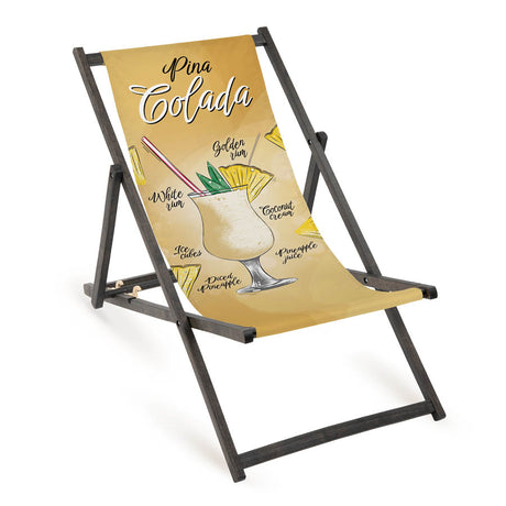 Leżak drewniany PINA COLADA - Czarny Stelaż