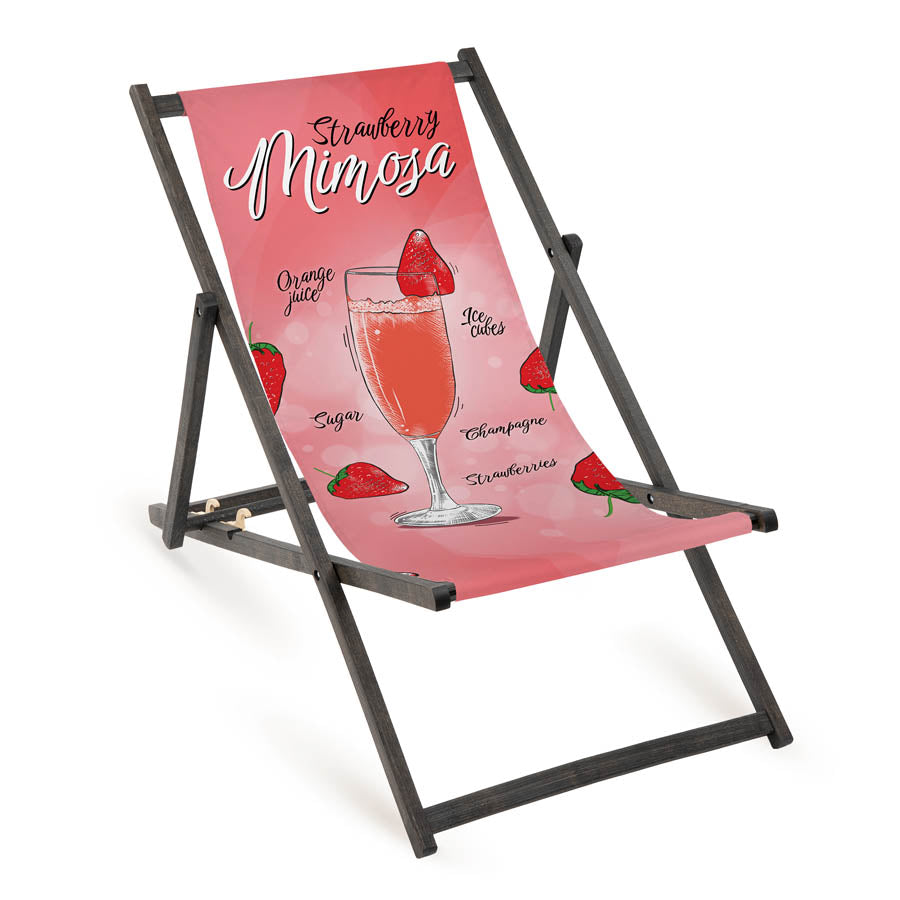 Leżak drewniany STRAWBERRY MIMOSA - Czarny Stelaż