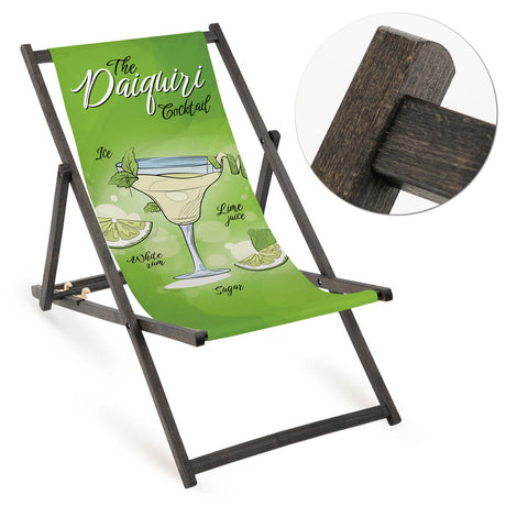 Leżak drewniany DIAQURI COCKTAIL - Czarny Stelaż