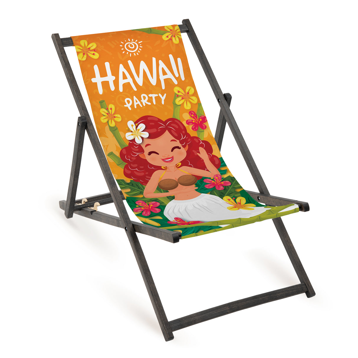Leżak drewniany HAWAII PARTY - Czarny Stelaż