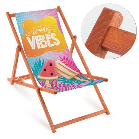 Leżak drewniany SUMMER VIBES - Pomarańczowy Stelaż