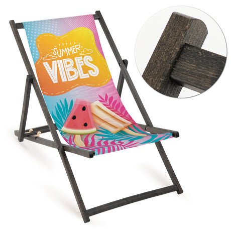 Leżak drewniany SUMMER VIBES - Czarny Stelaż
