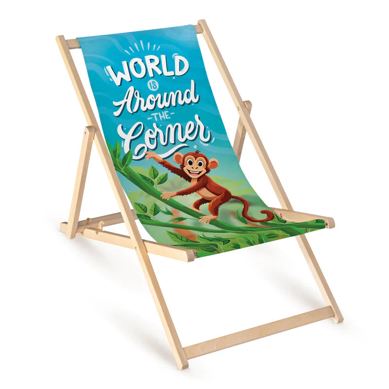 Leżak drewniany z nadrukiem Lato WORLD AROUND CORNER