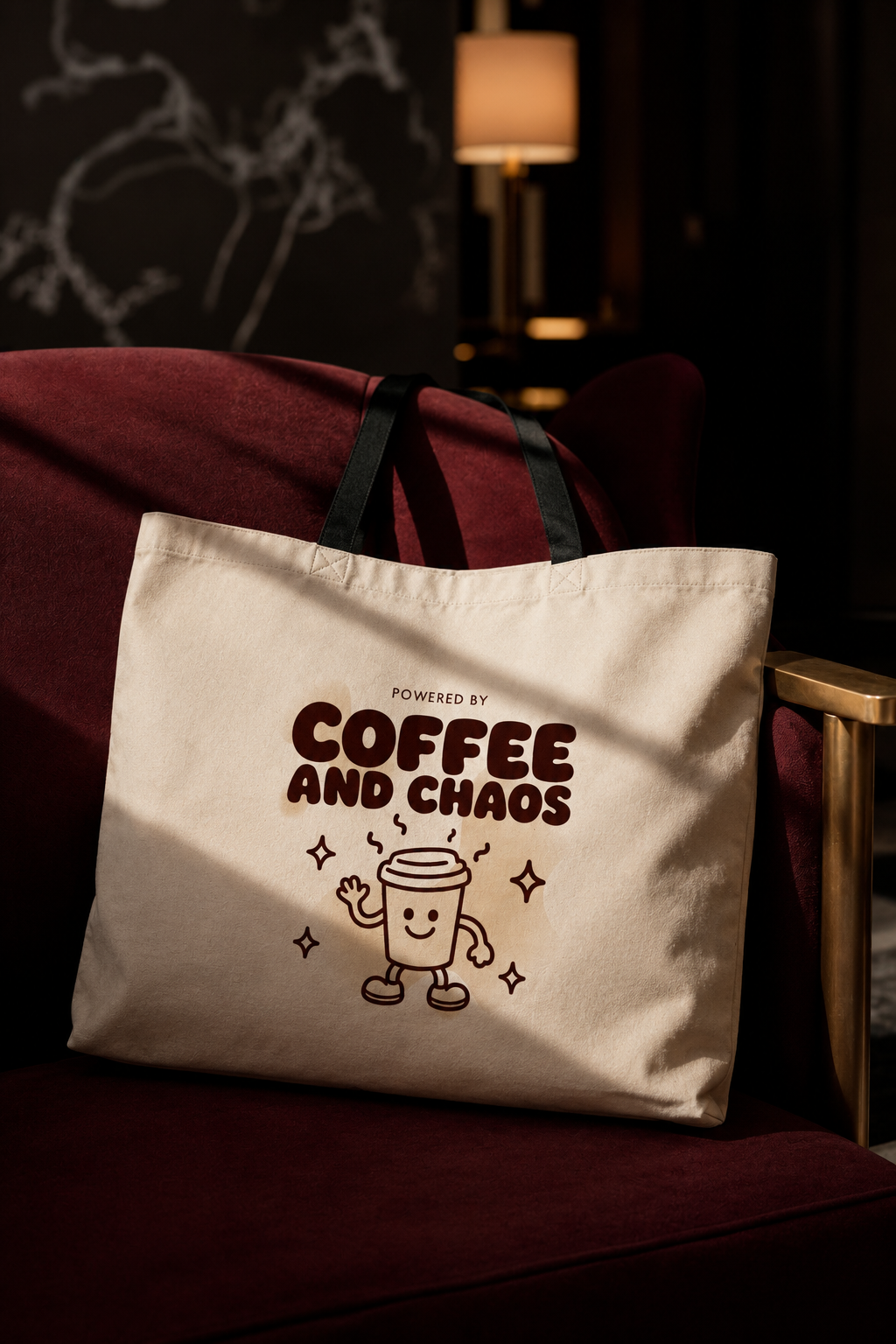Torba bawełniana 500x100x400mm Ecru POWERED BY COFFEE AND CHAOS