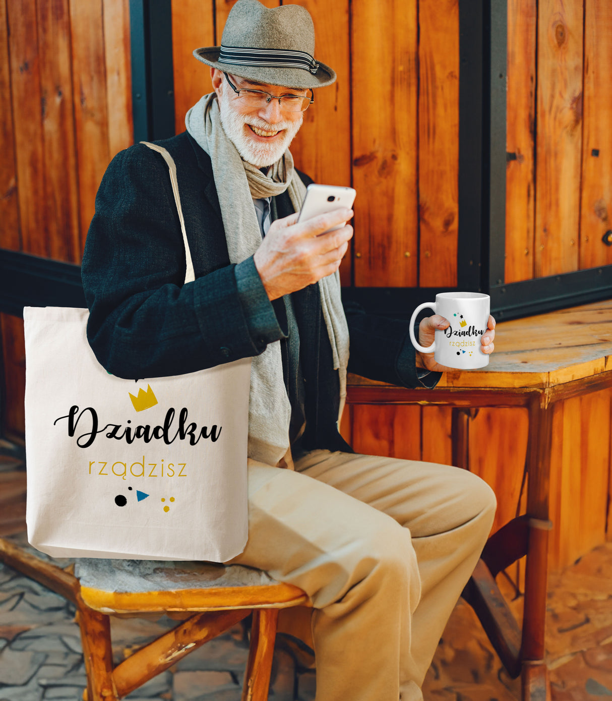 Zestaw Torba Bawełniana,Kubek,Poduszka Dziadku Rządzisz Prezent na Dzień Dziadka