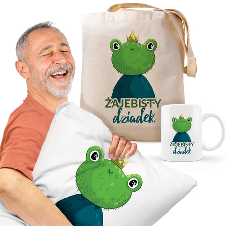 Zestaw Torba bawełniana,Kubek,Poduszka Żajebisty Dziadek Prezent Dzień Dziadka
