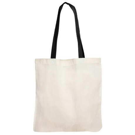 Torba bawełniana ecru 38x42cm CZARNE UCHO 140g/m2