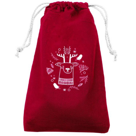 Woreczek bawełniany 15x30 cm Czerwony Renifer