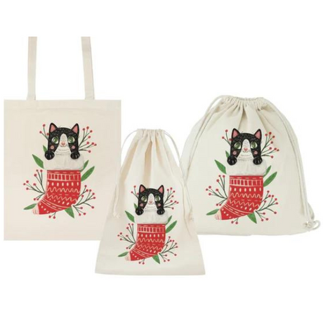 Zestaw świąteczny WOREK PLECAK TORBA kot
