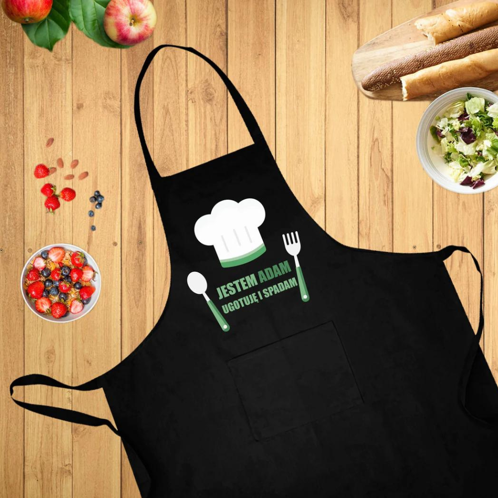 Fartuch kuchenny bawełniany UGOTUJE I SPADAM+ IMIĘ