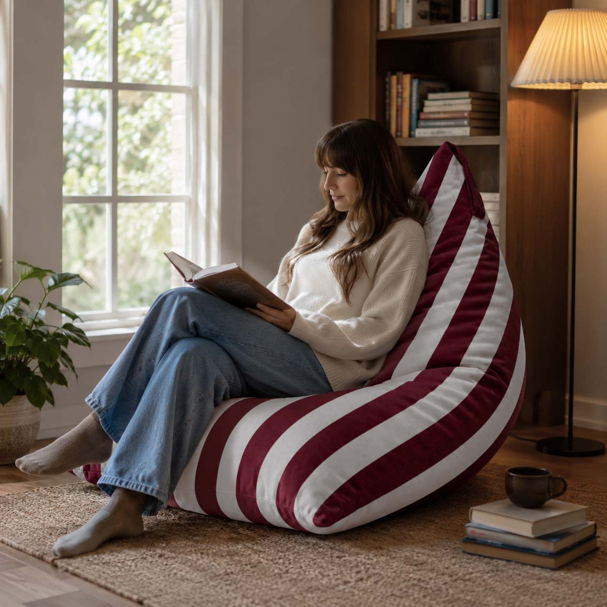 Pufa Pillow XL VELVET Paski Kolorowe