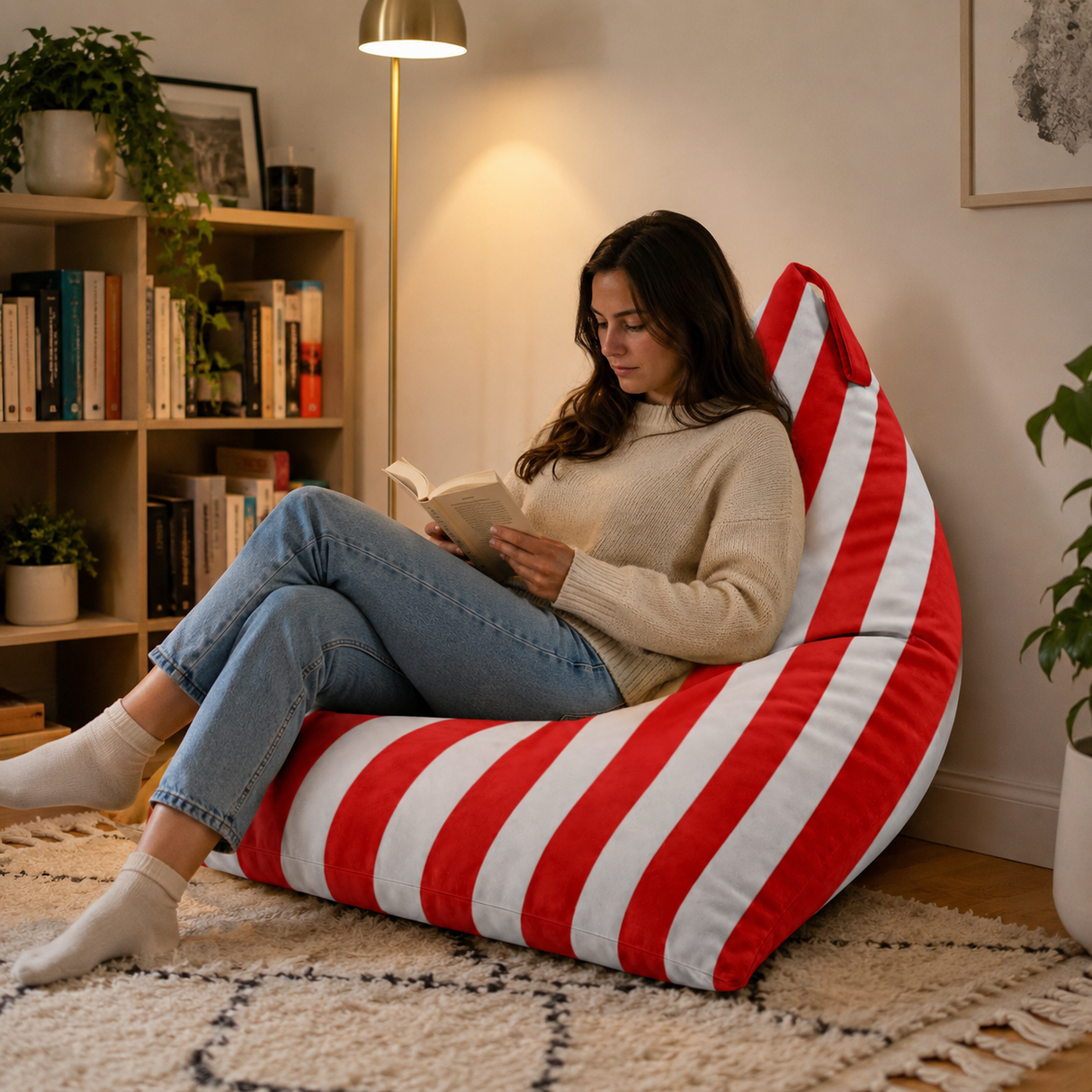 Pufa Pillow XL VELVET Paski Kolorowe