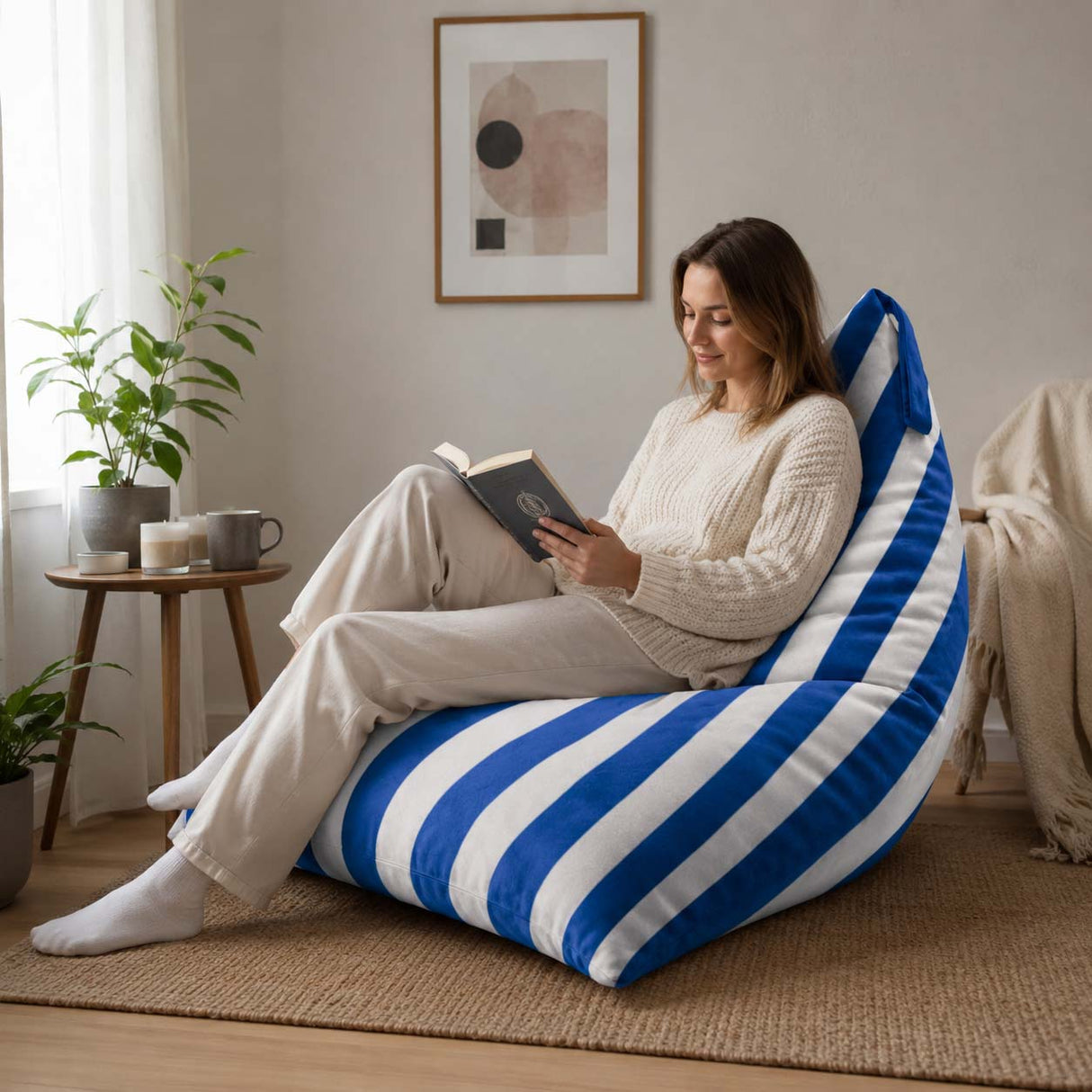 Pufa Pillow XL VELVET Paski Kolorowe