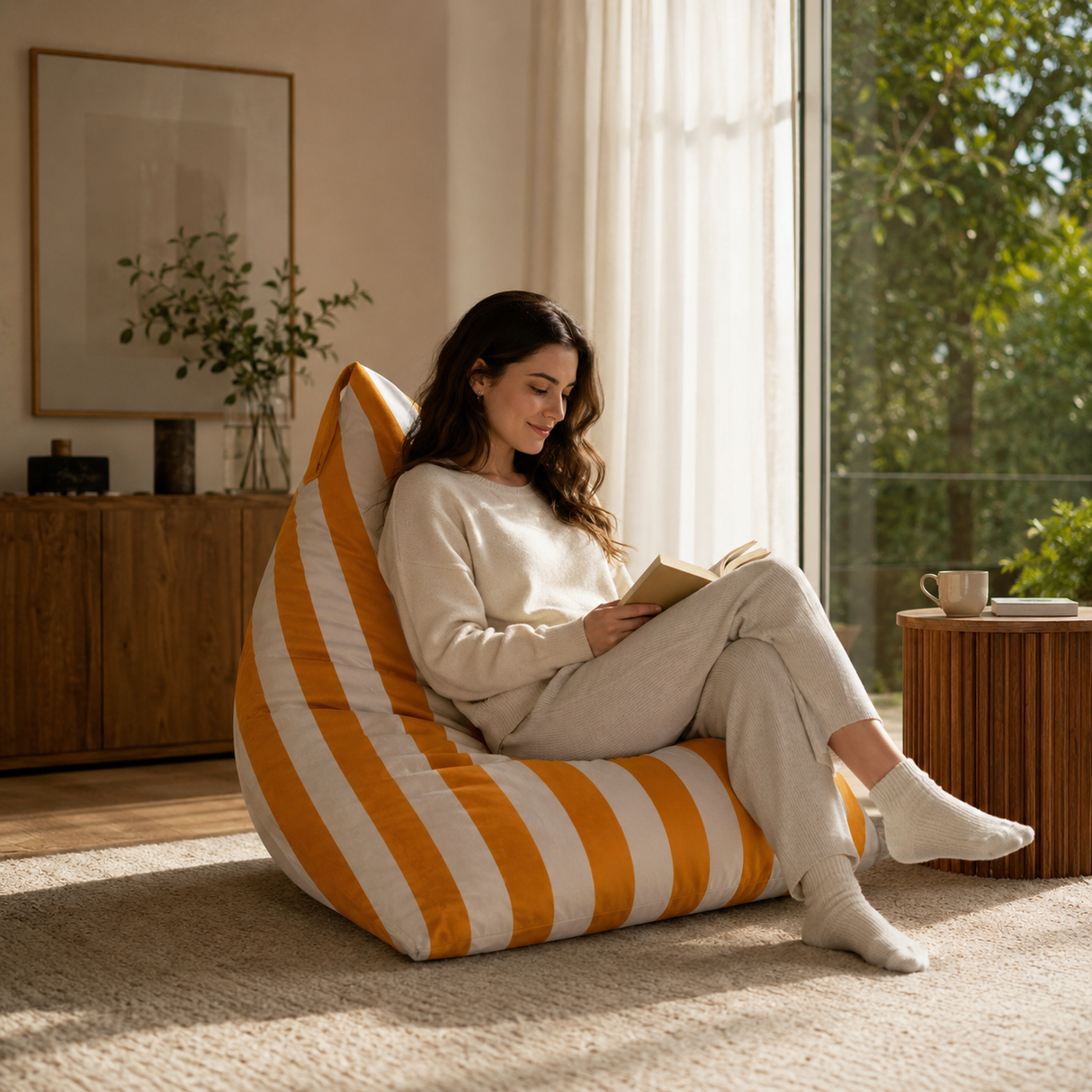 Pufa Pillow XL VELVET Paski Kolorowe