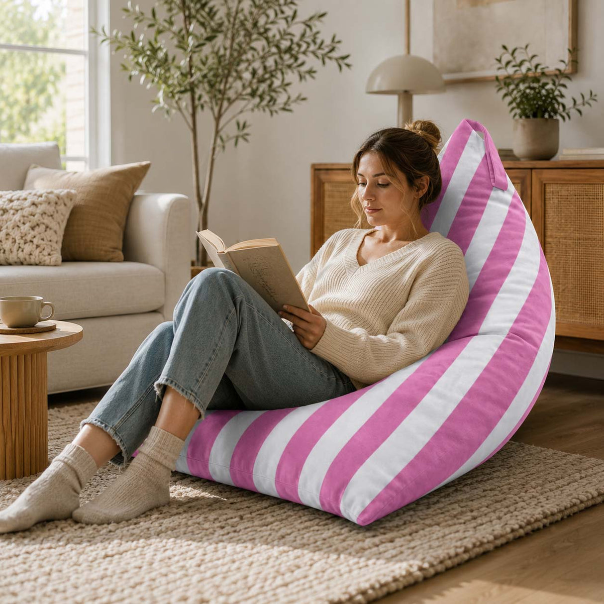Pufa Pillow XL VELVET Paski Kolorowe