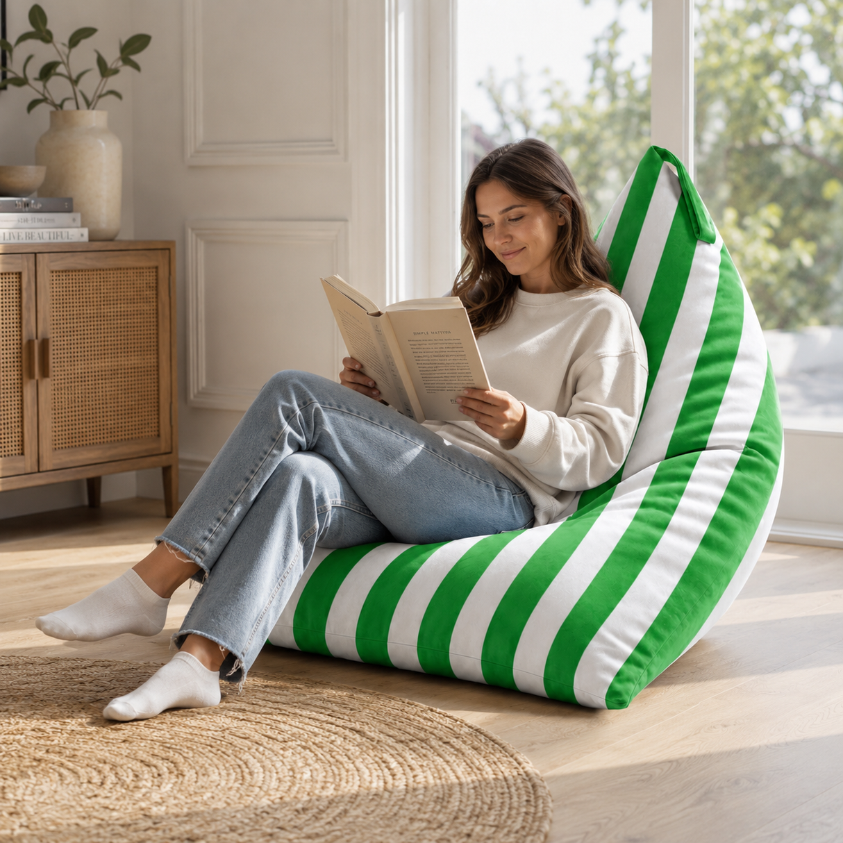 Pufa Pillow XL VELVET Paski Kolorowe