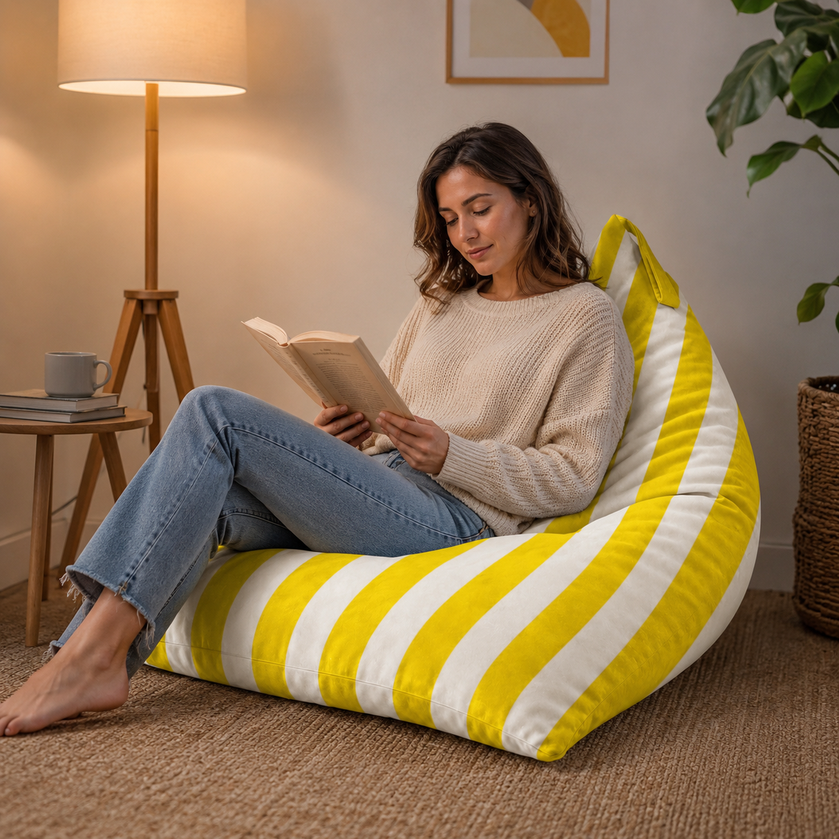 Pufa Pillow XL VELVET Paski Kolorowe
