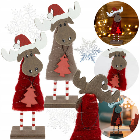 Figurka świąteczna RENIFER z drewna stojąca