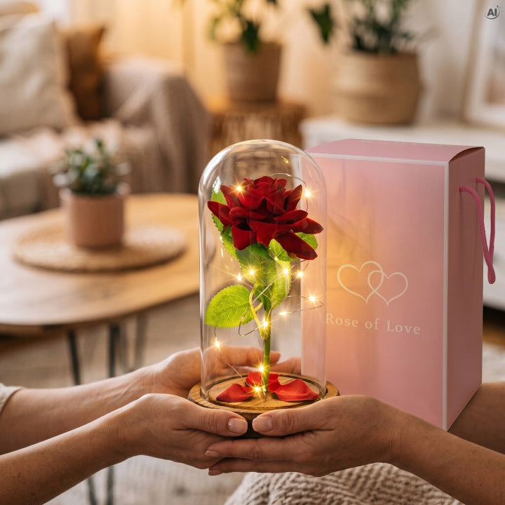 Everlasting Rose în sticlă LED luminos