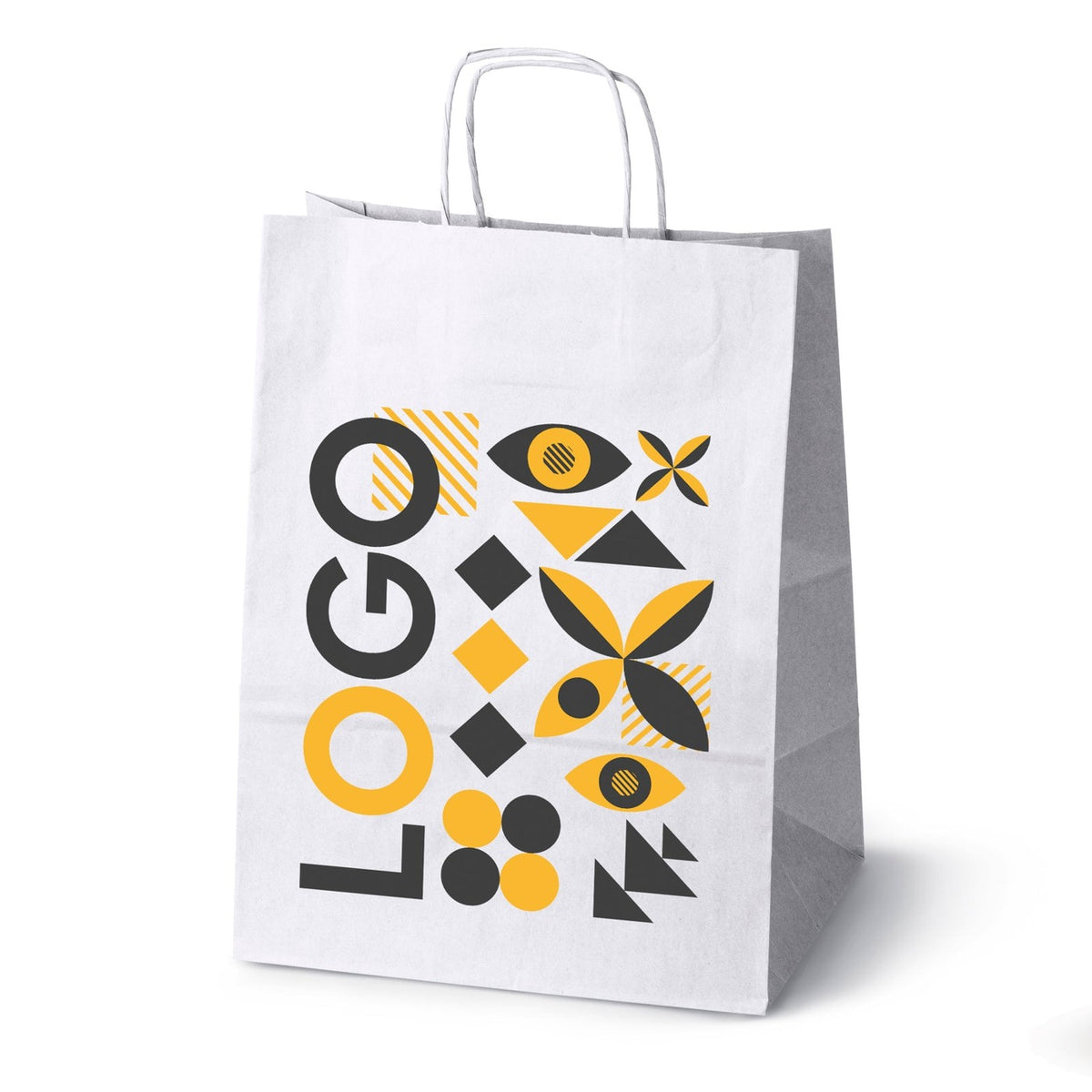 Torba papierowa z nadrukiem, uchwyt skręcany 305×170×425 mm, biała, przykład nadruku [S-305x170x425-bi]