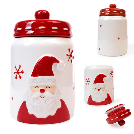 Ceramiczny pojemnik świąteczny z motywem Mikołaja