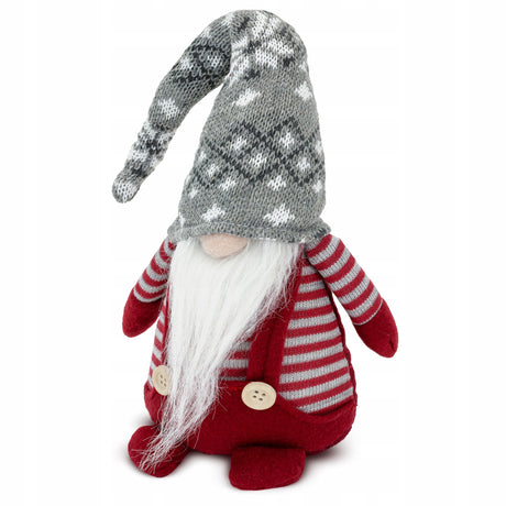 Świąteczny skrzat z brodą Czerwony 42cm