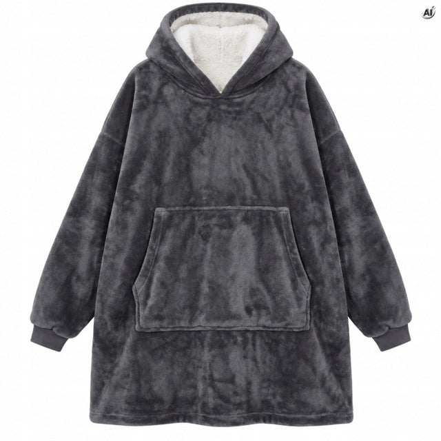 Kocobluza Gruba Szara Szlafrok OVERSIZE