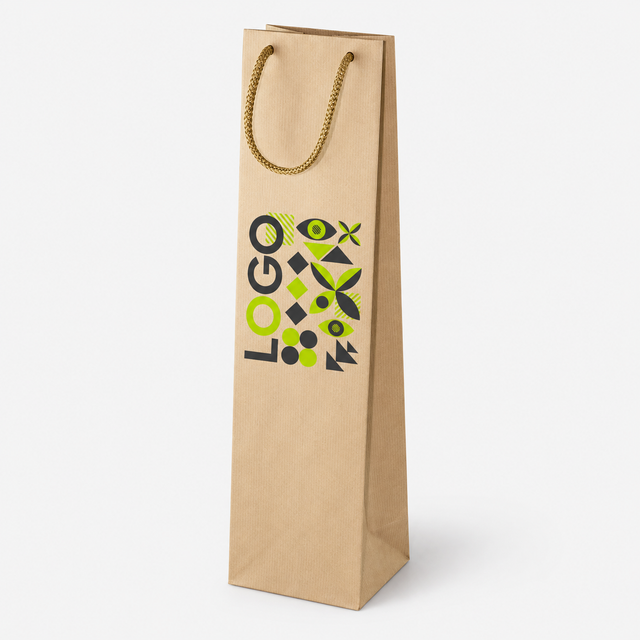 Torba papierowa z nadrukiem, uchwyt sznurkowy 110 × 90 × 400 mm Brązowa (kraft)