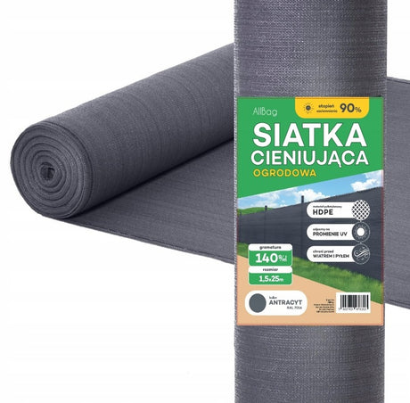 Szara siatka maskująca na ogrodzenie 25 m UV 140 g