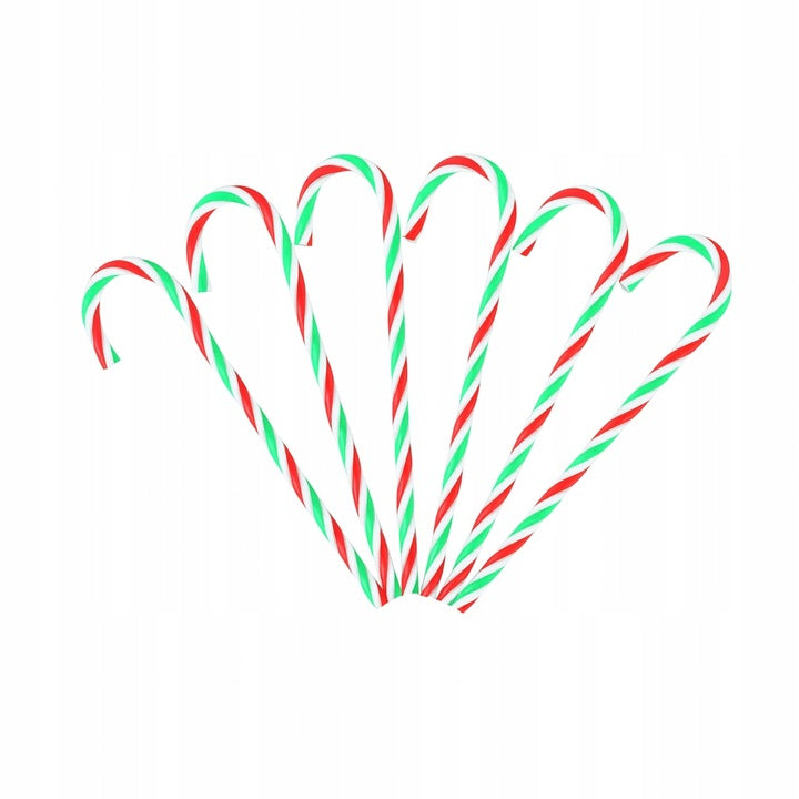 Świąteczne laski na choinkę Czerwono-biało-zielone 6 szt.