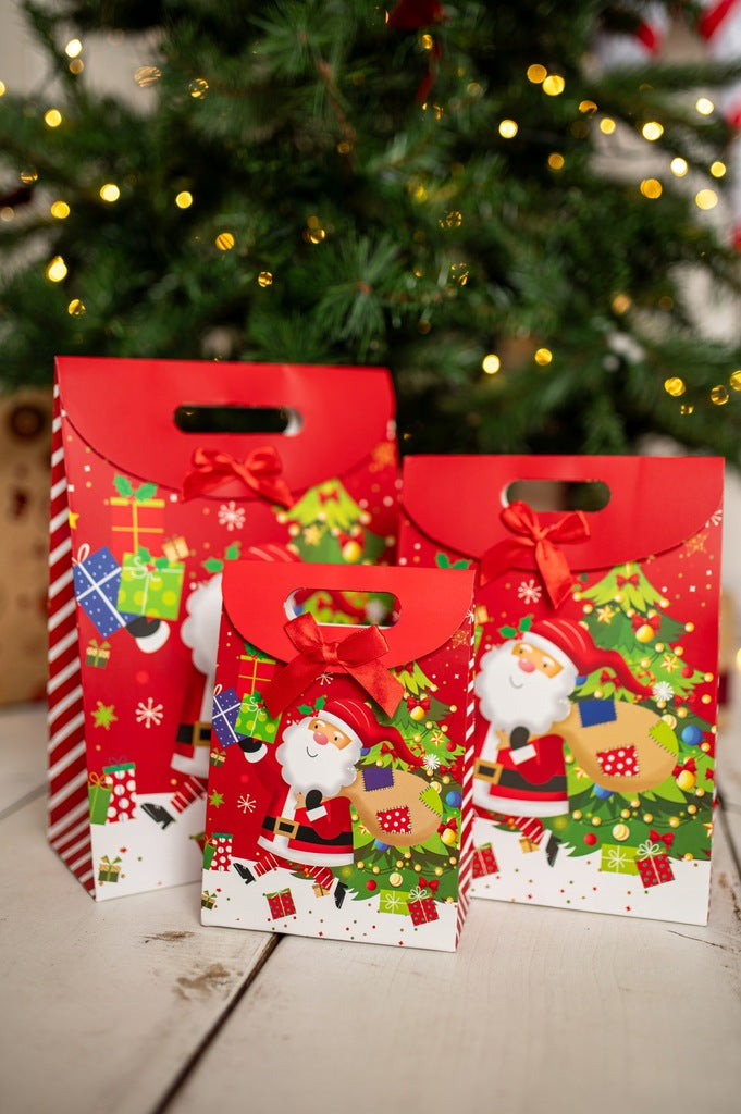 Świąteczne torebki papierowe Mikołaj 3szt.