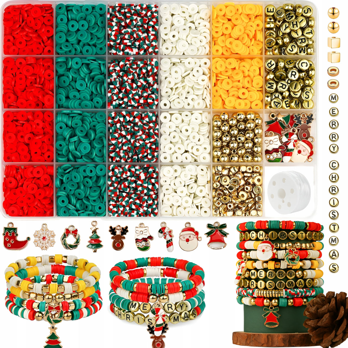 Świąteczny zestaw koralików do robienia bransoletek