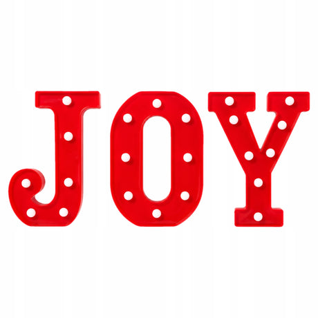 Świecący napis JOY LED z ciepłym białym światłem