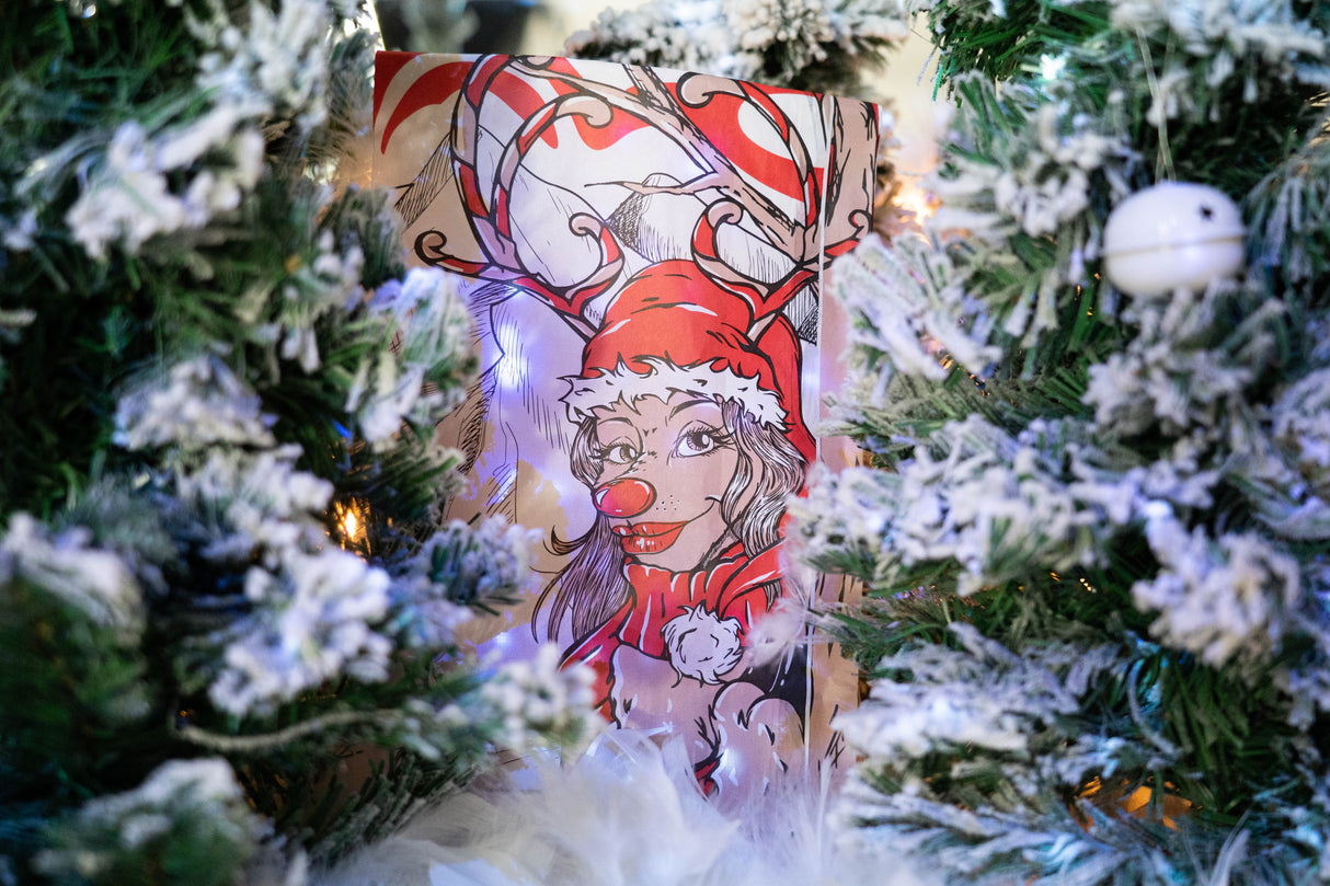 Torby papierowa świąteczne 180x80x360mm Para Reniferów 10szt.