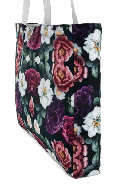 Torba plażowa OXFORD Ciemne kwiaty 45x38cm