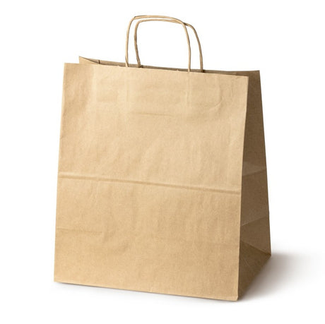 Torba papierowa 340x200x350mm z uchwytem skręcanym Brązowa