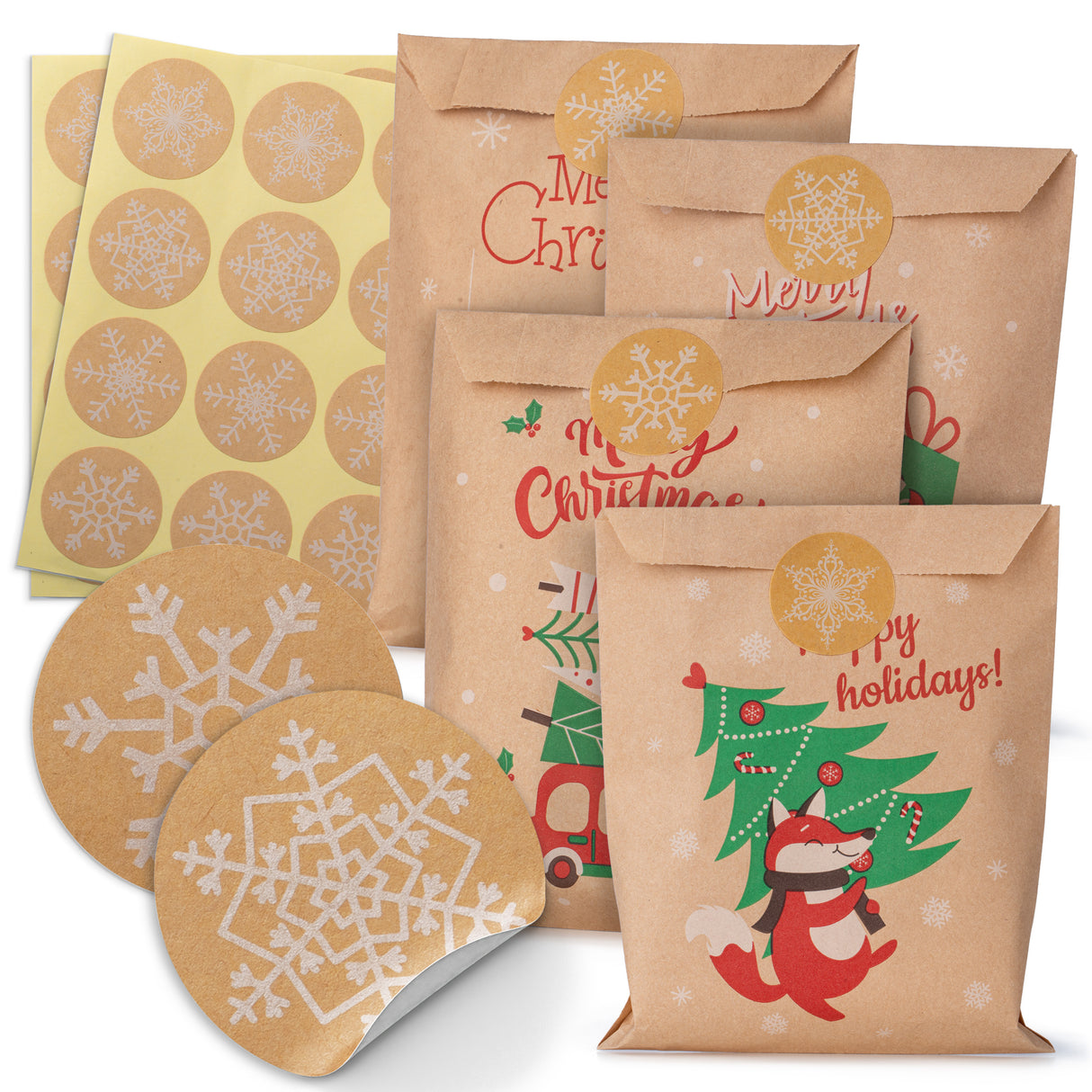 Papierowy kalendarz adwentowy 130x180mm Kraft z naklejkami