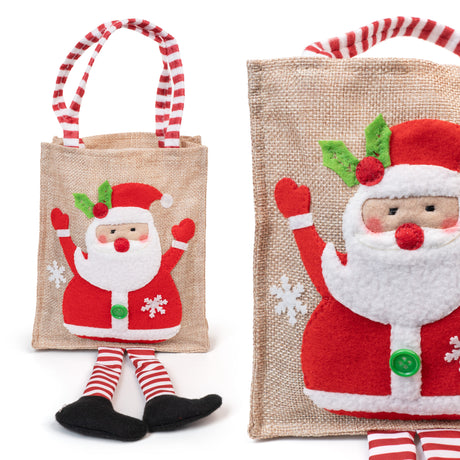 Torba świąteczna jutowa z Mikołajem