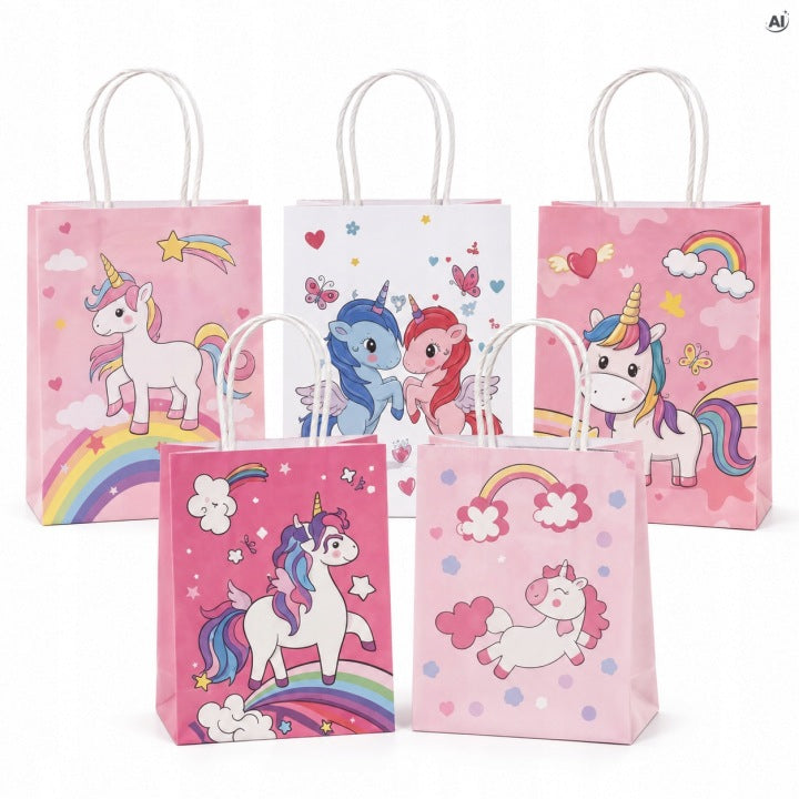 Torba Papierowa z Uchwytem Skręcanym 150x80x210mm - Jednorożec