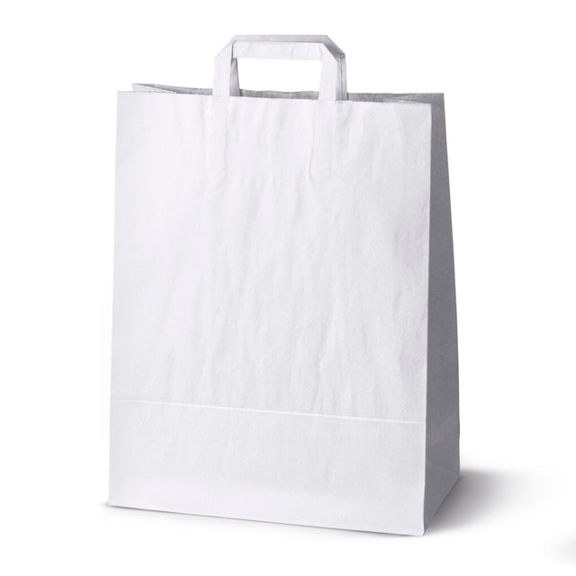 Torba papierowa z uchwytem płaskim 320x120x410mm Biała
