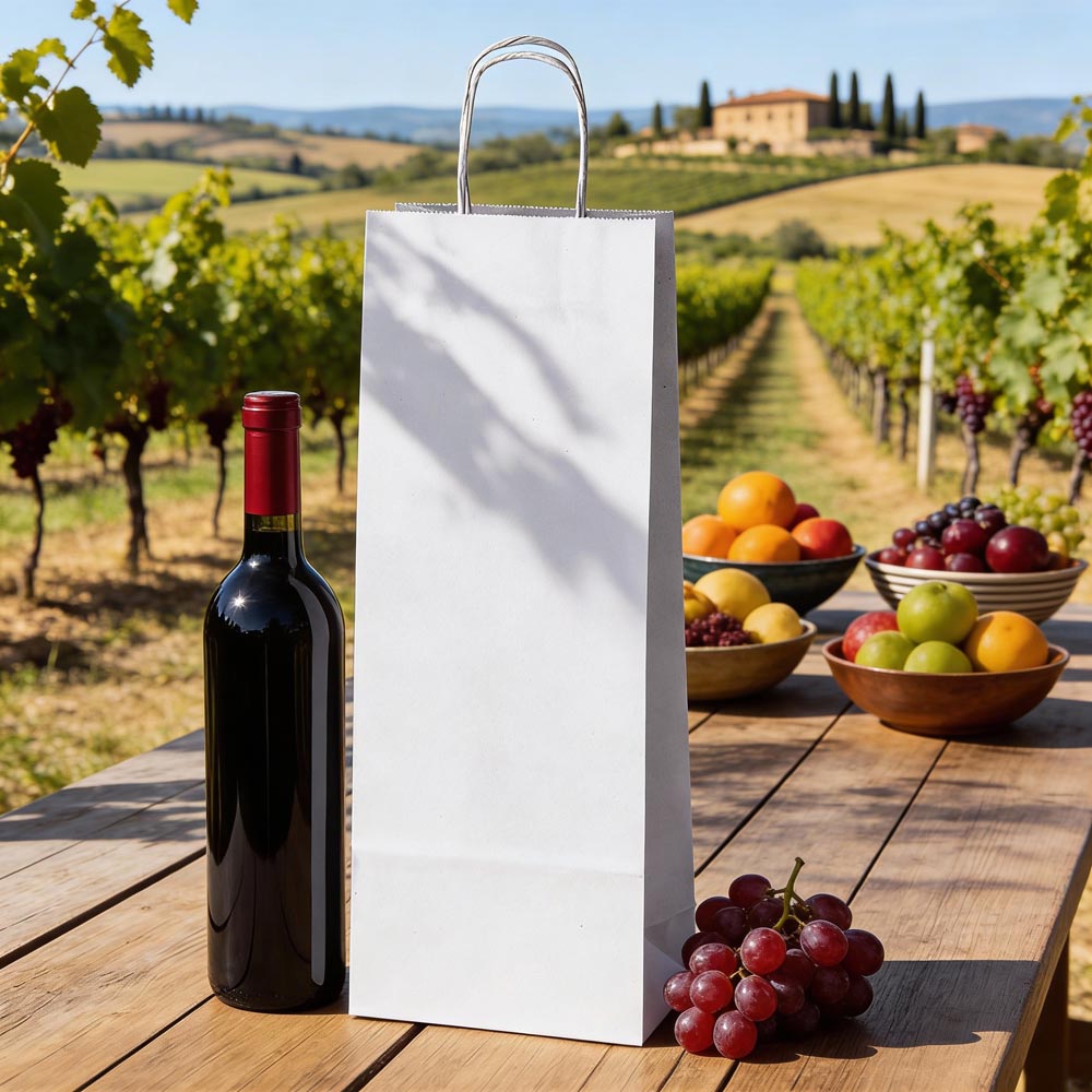 Torba Papierowa z Uchwytem Skręcanym 160x90x390mm Biała