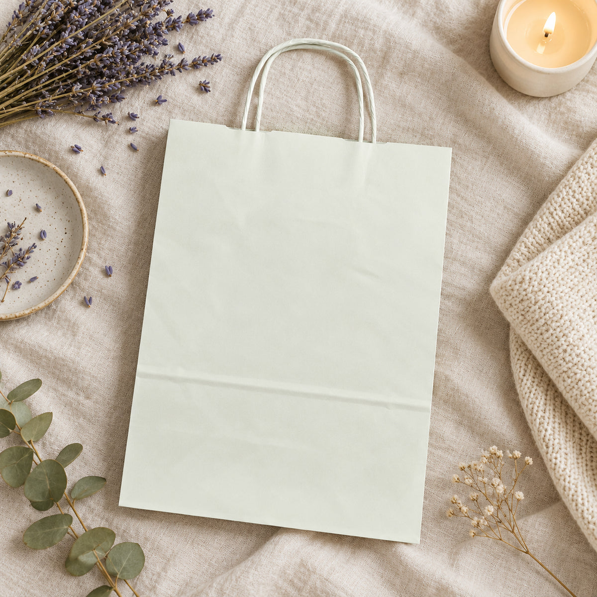 Torba Papierowa z Uchwytem Skręcanym 240x100x320mm - Biała