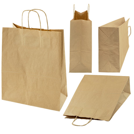 Torba papierowa z uchwytem skręcanym 30x160x380mm Brązowa