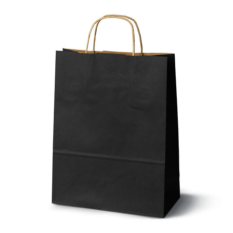 Torba papierowa 240x100x320mm z uchwytem skręcanym Czarna