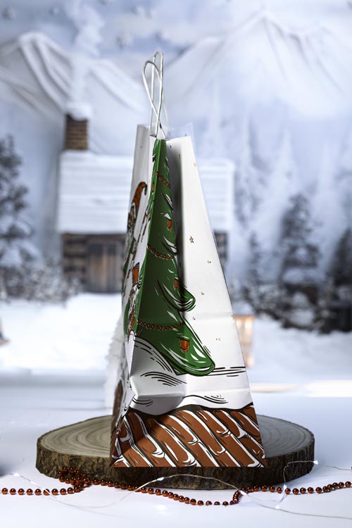 Torba papierowa świąteczna 400x180x390 mm Mikołaj i Elf