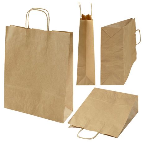 Torba papierowa 320x120x410mm z uchwytem skręcanym Brązowa
